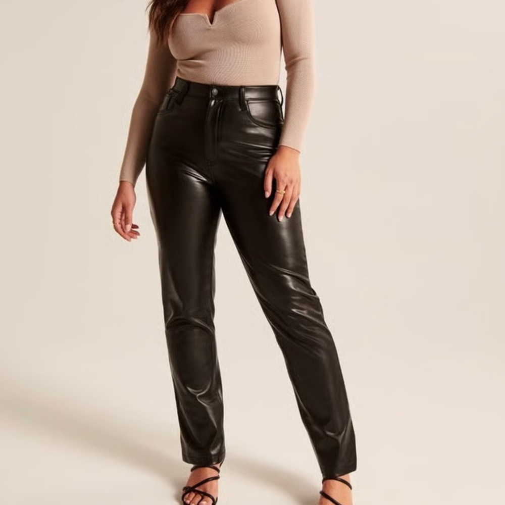 Abercrombie & Fitch The Ankle Straight Ultra High Rise Faux Leather Pants
